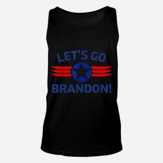 Funny Sarcastic "Let's Go Brandon" Stars &Stripes Design Unisex Tank Top | Crazezy