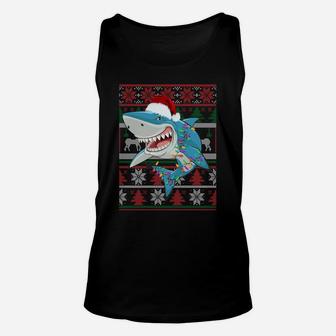 Funny Shark Lover Ugly Christmas Sweater Gift Sweatshirt Unisex Tank Top | Crazezy