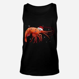 Funny Shrimp Christmas Santa Hat Cheers Xmas Holiday Season Sweatshirt Unisex Tank Top | Crazezy DE