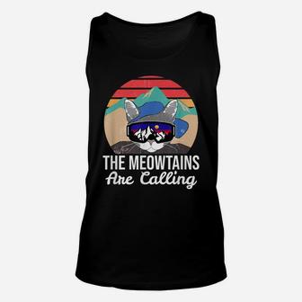 Funny Ski Cat Lovers The Meowtains Are Calling Retro Skiing Unisex Tank Top | Crazezy AU
