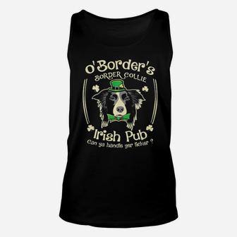 Funny St Patricks Day Border Collie Irish Pub Unisex Tank Top - Monsterry