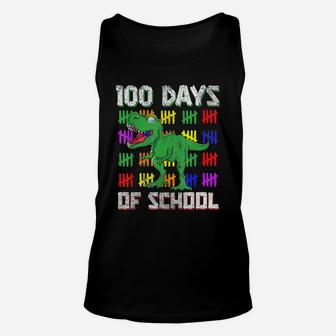 Funny Student Gift Dino T Rex Dinosaur 100 Days Of School Unisex Tank Top | Crazezy UK