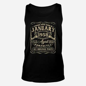 Funny Tee Legends Were Born In January 1958 63Rd Birthday Unisex Tank Top | Crazezy