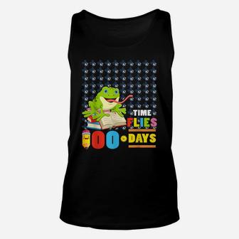 Funny Time Flies 100 Days Frog Lovers 100Th Day Of School Unisex Tank Top | Crazezy