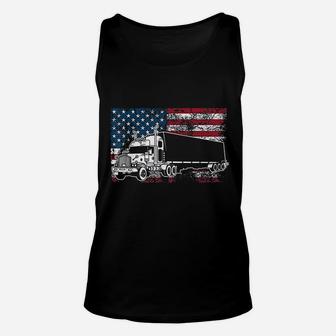 Funny Truck Driver American Flag 4Th Of July Trucker Gift Unisex Tank Top | Crazezy CA