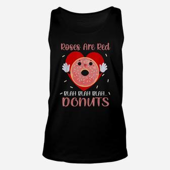 Funny Valentines Day Roses Are Red Donuts Unisex Tank Top - Monsterry