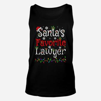 Funny Xmas Lighting Santa's Favorite Lawyer Christmas Unisex Tank Top | Crazezy
