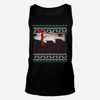 Funny Xmas Santa Hat Redfish Ugly Christmas Sweatshirt Unisex Tank Top | Crazezy DE