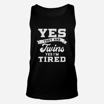 Funny Yes They Are Twins Yes Im Tired Unisex Tank Top - Thegiftio UK