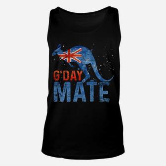 G Day Mate Kangaroo Aussie Animal Australia Flag Australia Sweatshirt Unisex Tank Top | Crazezy