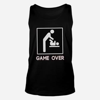 Game Over New Dad Baby Parent Unisex Tank Top | Crazezy