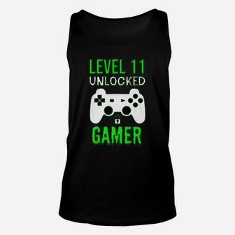 Gamer 11Th Birthday Funny Gift - Level 11 Unlocked Gamer Unisex Tank Top | Crazezy DE