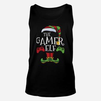 Gamer Elf Family Matching Christmas Funny Gaming Pajama Pj Unisex Tank Top | Crazezy