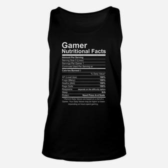 Gamer Nutritional Facts Cool Gamer Video Game Funny Unisex Tank Top | Crazezy DE