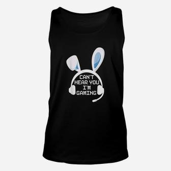 Gaming Easter Gamer Bunny Ears Headset Unisex Tank Top - Thegiftio UK