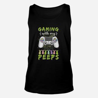 Gaming With My Easter Peeps Funny Gaming Bunny Unisex Tank Top - Thegiftio