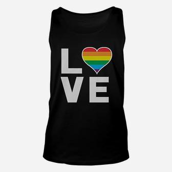 Gay Love Rainbow Heart Lgbt Gay Pride Awareness Unisex Tank Top | Crazezy