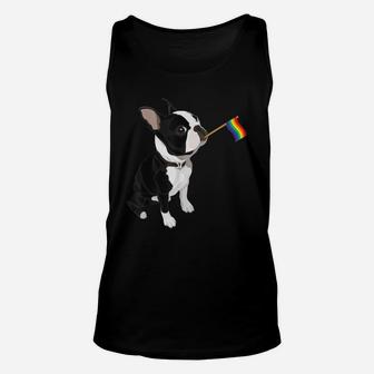 Gay Pride Flag Boston Terrier Dog LGBT Flag Pride Unisex Tank Top - Seseable