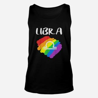 Gay Pride Libra Birthday Lgbt October Rainbow Flag Gift Unisex Tank Top | Crazezy CA