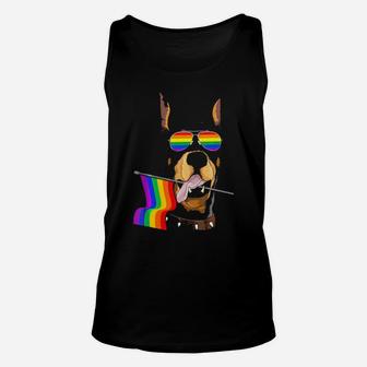 Gay Pride Rainbow Flag Doberman Lgbt Pride Gifts Unisex Tank Top - Monsterry