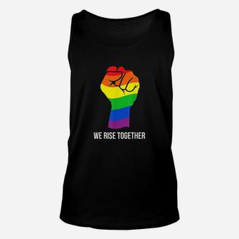 Gay Pride Rainbow Flag Lgbtq We Rise Together Cool Lgbt Gift Unisex Tank Top | Crazezy