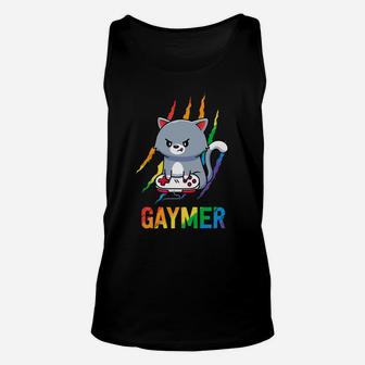 Gaymer Lgbt Cat Pride Shirt Rainbow Video Game Lovers Gift Unisex Tank Top | Crazezy