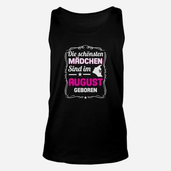 Geburtstags-Unisex TankTop für August Mädchen, Schwarzes Tee mit Aufschrift - Seseable