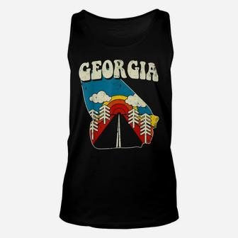 Georgia Vintage State Rainbow Hippie Retro 70S Map Unisex Tank Top | Crazezy