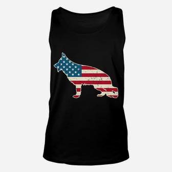 German Shepherd 4Th Of July Dog Usa American Flag Unisex Tank Top - Monsterry