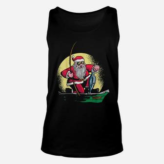 Gift Idea Cool Santa Claus Who Is Fishing Unisex Tank Top - Monsterry