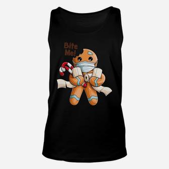 Gingerbread Man Bite Me Gifts For Christmas Funny Sweatshirt Unisex Tank Top | Crazezy CA