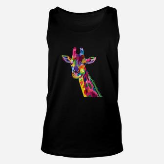 Giraffe Colorful Geometric Mammal Fauna Pop Art Style Unisex Tank Top - Thegiftio