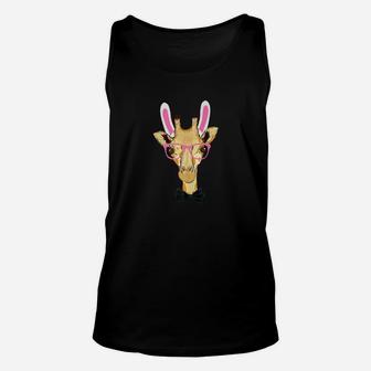 Giraffe With Easter Bunny Ears Glasses Bow Tie Fitted Tee Unisex Tank Top - Thegiftio UK