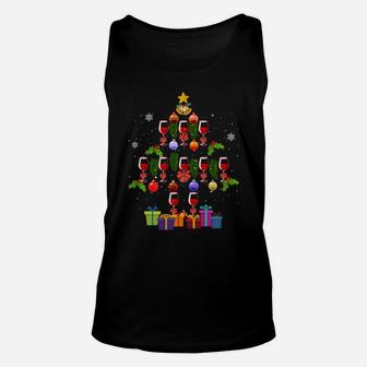 Glasses Of Wine Christmas Tree Xmas Gift For Wine Lover Sweatshirt Unisex Tank Top | Crazezy