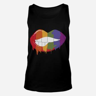 Glossy Lgbtq Rainbow Lips Gay Pride Gift Idea Unisex Tank Top | Crazezy