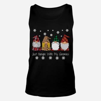 Gnome Christmas Pajama Plaid Just Hangin With My Gnomies Unisex Tank Top | Crazezy