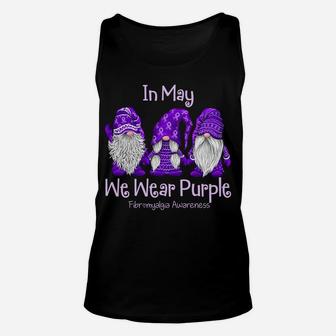 Gnome In May We Wear Purple Fibromyalgia Awareness Unisex Tank Top | Crazezy UK