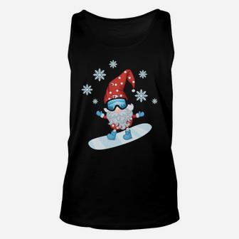 Gnome On Snowboard Ugly Xmas Costume Unisex Tank Top - Monsterry AU