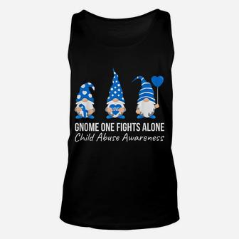Gnome One Fights Alone Child Abuse Awareness Blue Ribbon Unisex Tank Top | Crazezy
