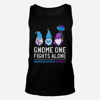Gnome One Fights Alone Rheumatoid Arthritis Awareness Ribbon Unisex Tank Top | Crazezy DE