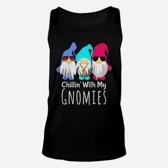 Gnome Shirt Chillin With My Gnomies Mythical Gnome Gift Raglan Baseball Tee Unisex Tank Top | Crazezy