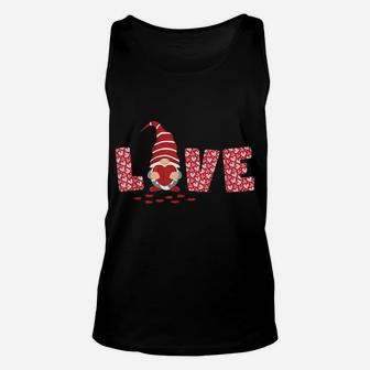 Gnome Valentines Day T Shirt Love Red Heart Happy V-Day Cute Unisex Tank Top | Crazezy CA