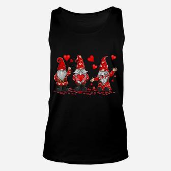 Gnome Valentines Day Three Gromies Love Hearts Mens Womens Unisex Tank Top | Crazezy