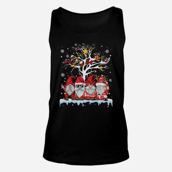 Gnomies In Red Gnome Christmas Ugly Tree Lights Snow Winter Unisex Tank Top | Crazezy
