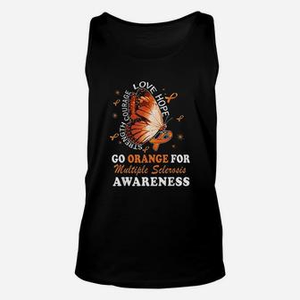 Go Orange Multiple Sclerosis Awareness Butterfly Unisex Tank Top | Crazezy UK
