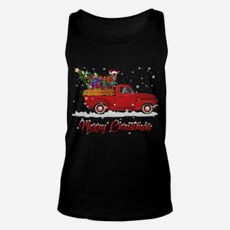 Goat Animal Riding Red Truck Christmas Unisex Tank Top | Crazezy AU