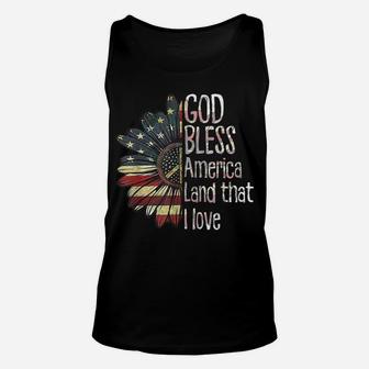 God Bless America Land That I Love Usa Flag Flower Patriotic Unisex Tank Top | Crazezy AU