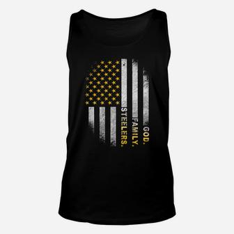God Family Steelers-Pro Us Flag Shirt Father's Day Dad Gift Unisex Tank Top | Crazezy DE