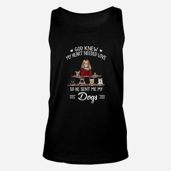 God Knew My Heart Needed Love So He Sent Me My Dogs Unisex Tank Top - Monsterry