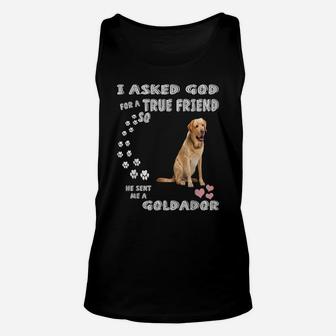 Golden Retriever Lab Dog Mom Dad Costume, Cute Goldador Unisex Tank Top | Crazezy